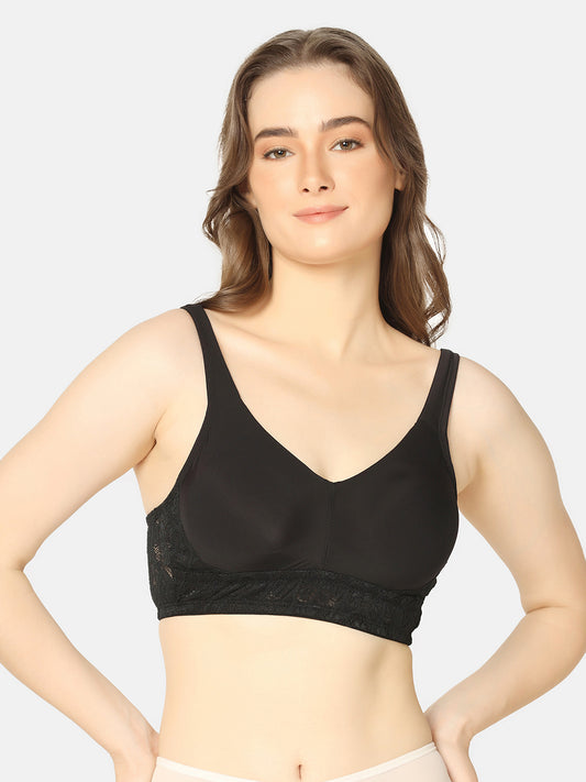 Curvy Love Plus Size Full Coverage Non Padded Everyday Black Bra - Da Intimo