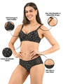 Floral Printed Cotton Mesh Padded Full Coverage Bra & Panty Set with Lace Detailing
