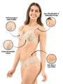 Padded Cotton & Mesh Full Coverage Bra & Panty Set with Heart Print
