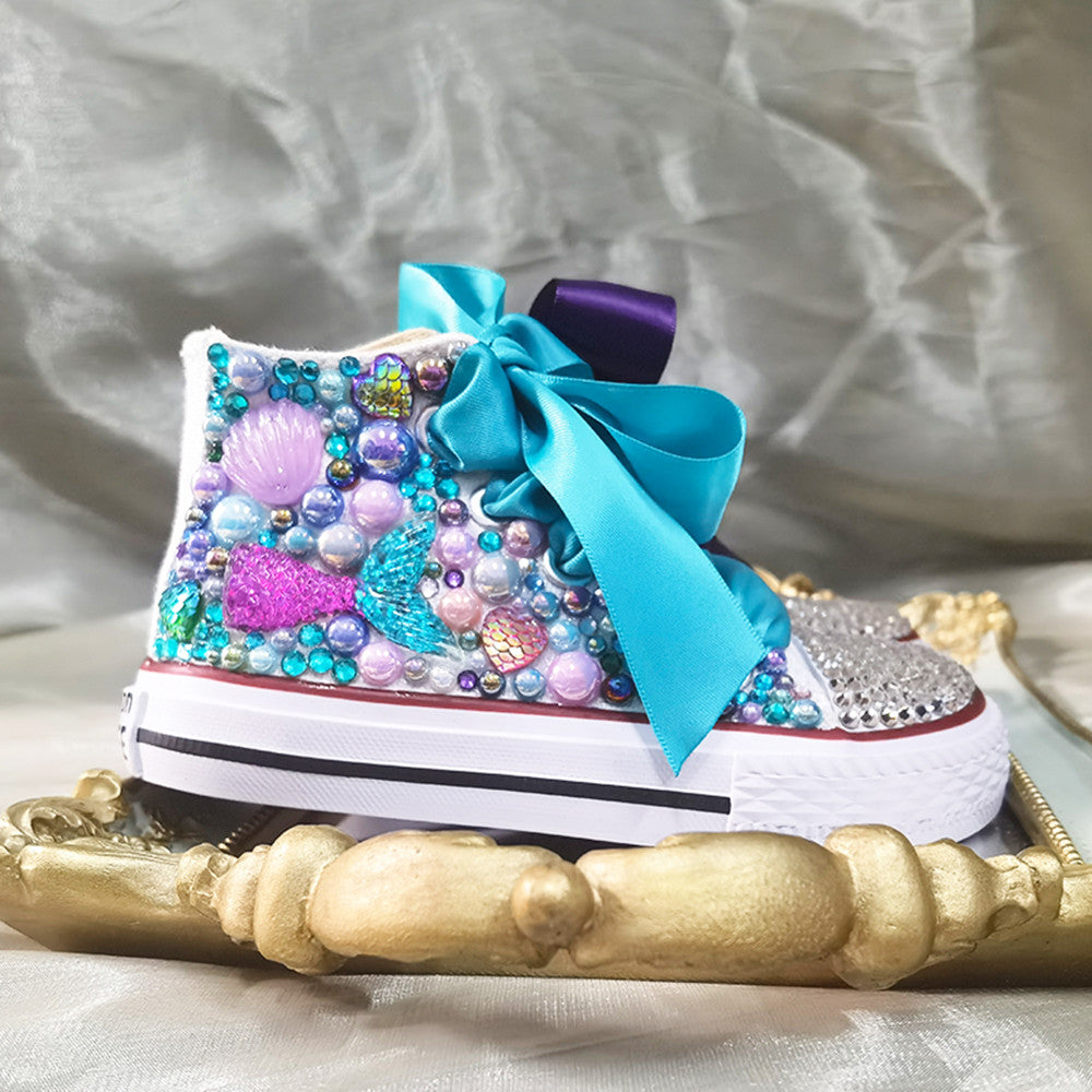 Mermaid Children's Canvas Shoes High Top Sports