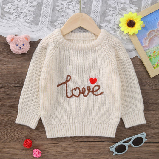 Infant Knitted Pullovers Alphabet Embroidery Warm Sweater