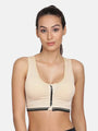 Women's Beige Racerback Medium Impact Sports Bra - Da Intimo