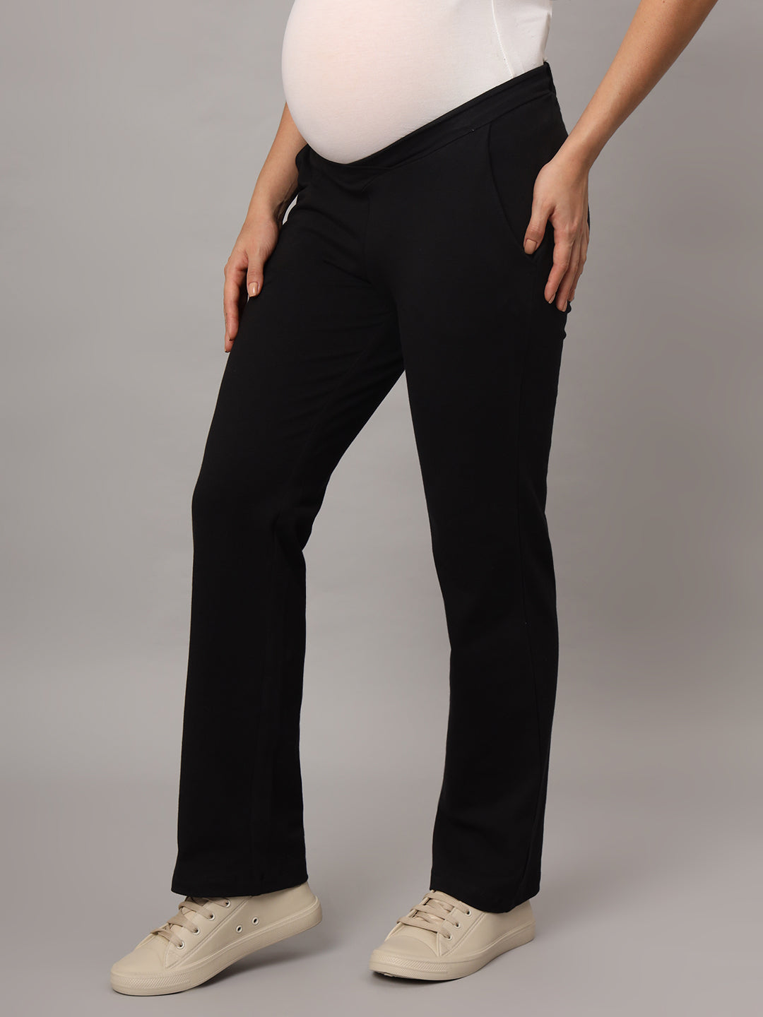 Mamma Presto Low Waist Black Maternity Trousers - Da Intimo