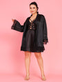 Da Intimo Women's Black 2 Pc Satin Bridal Babydoll Set - Da Intimo