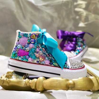 Mermaid Children's Canvas Shoes High Top Sports