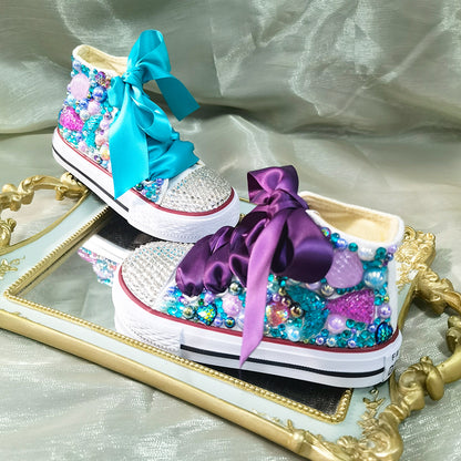 Mermaid Children's Canvas Shoes High Top Sports