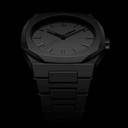 Sleek Black Plastic Case Watch with Spiral Crown & Stainless Steel Back