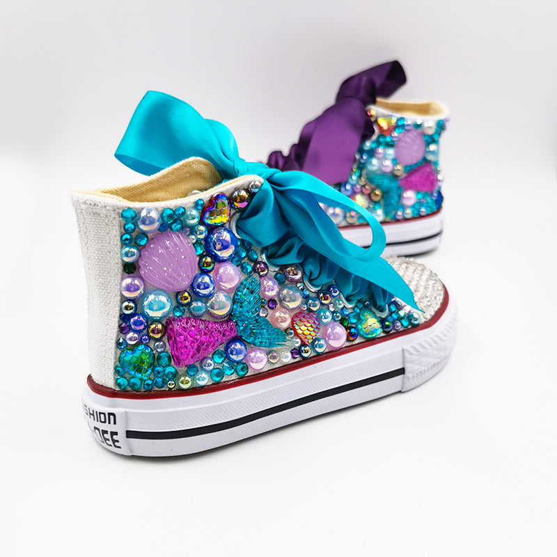 Mermaid Children's Canvas Shoes High Top Sports