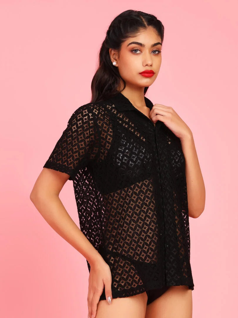 Da Intimo Delicate Lace Half Sleeves Relaxed Fit shrug - Da Intimo - Lingerie Online Store India