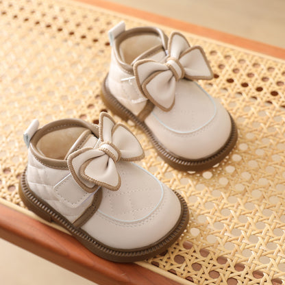 Girl Baby Simple Bow Cotton Shoes