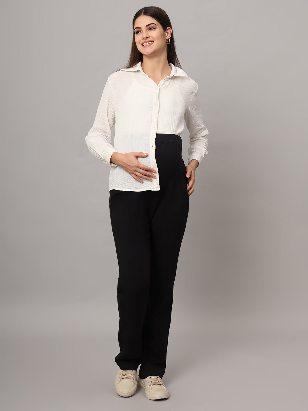 Mamma Presto High Waist Black Maternity Trousers - Da Intimo