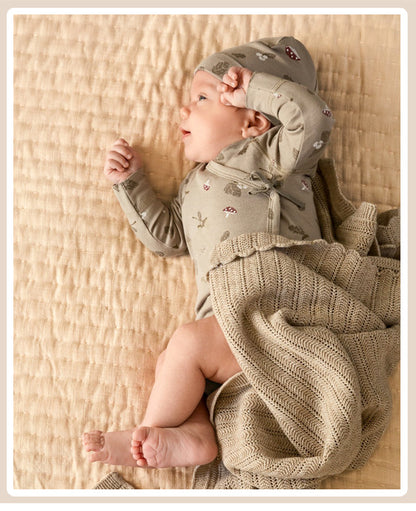 Cotton Long-Sleeve Outfit with Matching Hat