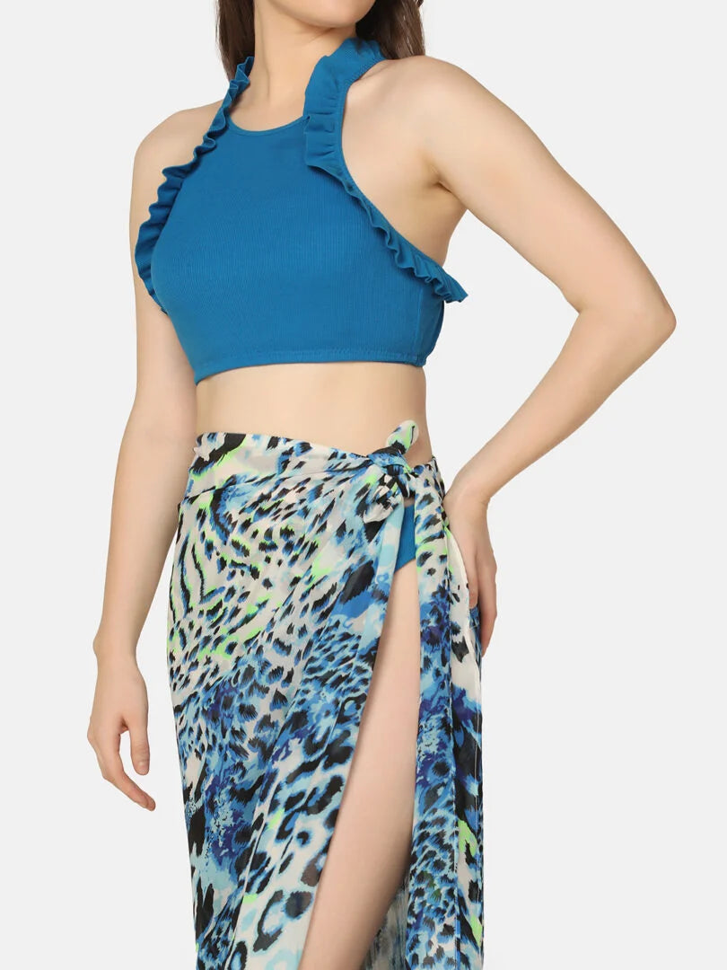 Halter Neck Three Piece Swimwear Set with Sarong - Da Intimo - Lingerie Online Store India