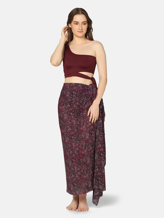 Cut-Out Off Shoulder Swimwear Set with Sarong - Da Intimo - Lingerie Online Store India
