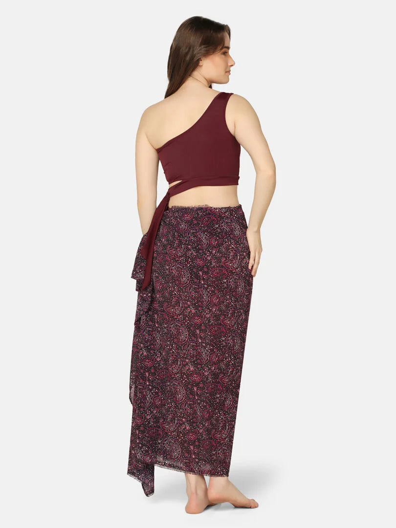 Cut-Out Off Shoulder Swimwear Set with Sarong - Da Intimo - Lingerie Online Store India