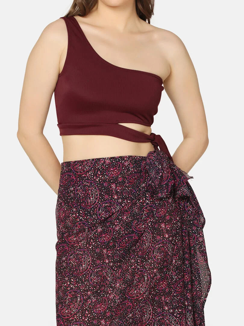 Cut-Out Off Shoulder Swimwear Set with Sarong - Da Intimo - Lingerie Online Store India