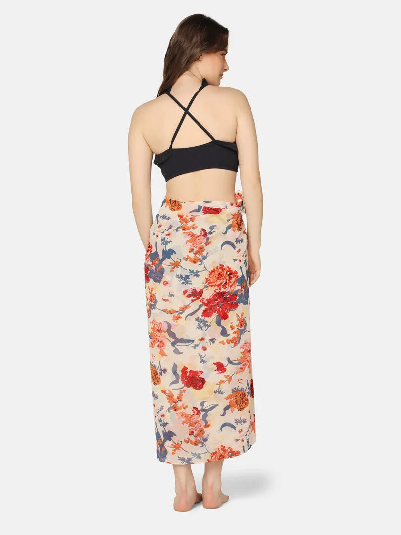Halter Neck Three Piece Swimwear Set with Sarong - Da Intimo - Lingerie Online Store India