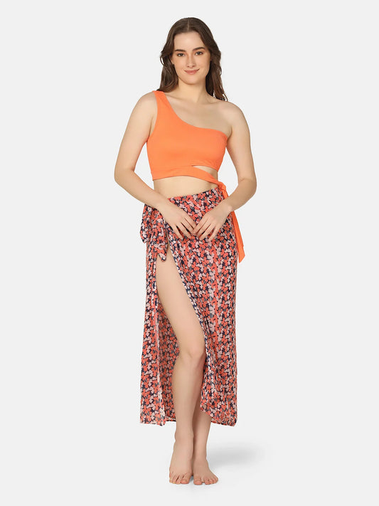 Cut-Out Off Shoulder Swimwear Set with Sarong - Da Intimo - Lingerie Online Store India
