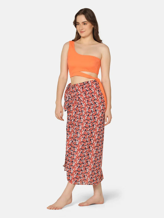 Cut-Out Off Shoulder Swimwear Set with Sarong - Da Intimo - Lingerie Online Store India