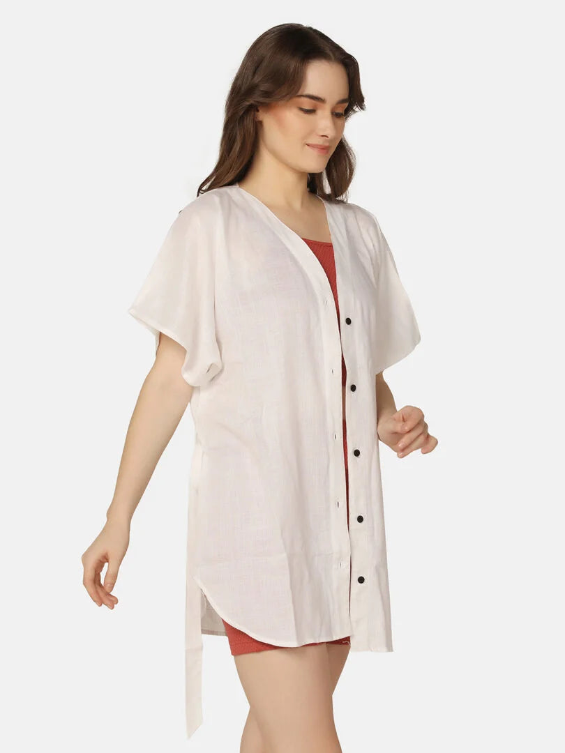Cut-Out Three Piece Swimwear Set with Cover Up Shirt - Da Intimo - Lingerie Online Store India