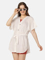 Cut-Out Three Piece Swimwear Set with Cover Up Shirt - Da Intimo - Lingerie Online Store India