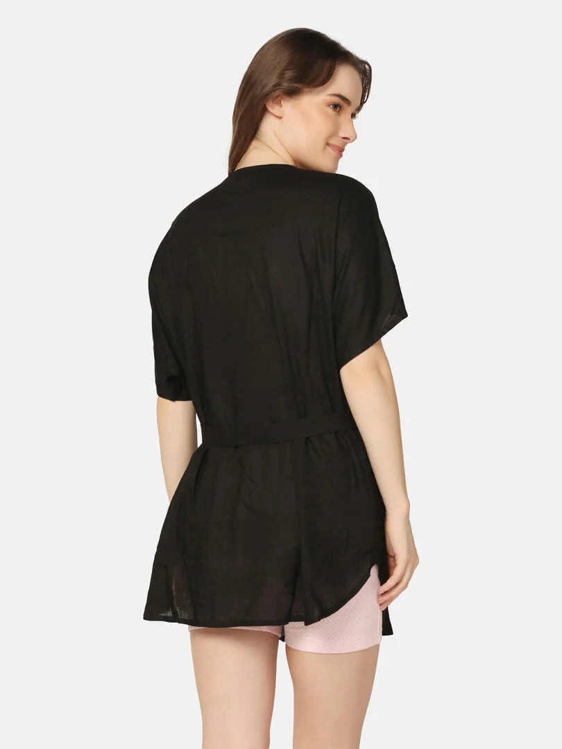 Cut-Out Three Piece Swimwear Set with Cover Up Shirt - Da Intimo - Lingerie Online Store India