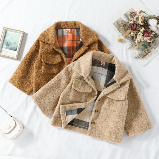 Autumn New Plush Plaid Reversible Coat