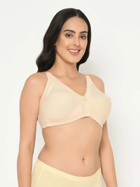 Beige Cotton Full Coverage Plus Size Bra - Da Intimo - Lingerie Online Store India