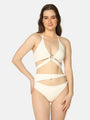 Cut Out Ring Design Stylish Solid Swimwear Set - Da Intimo - Lingerie Online Store India