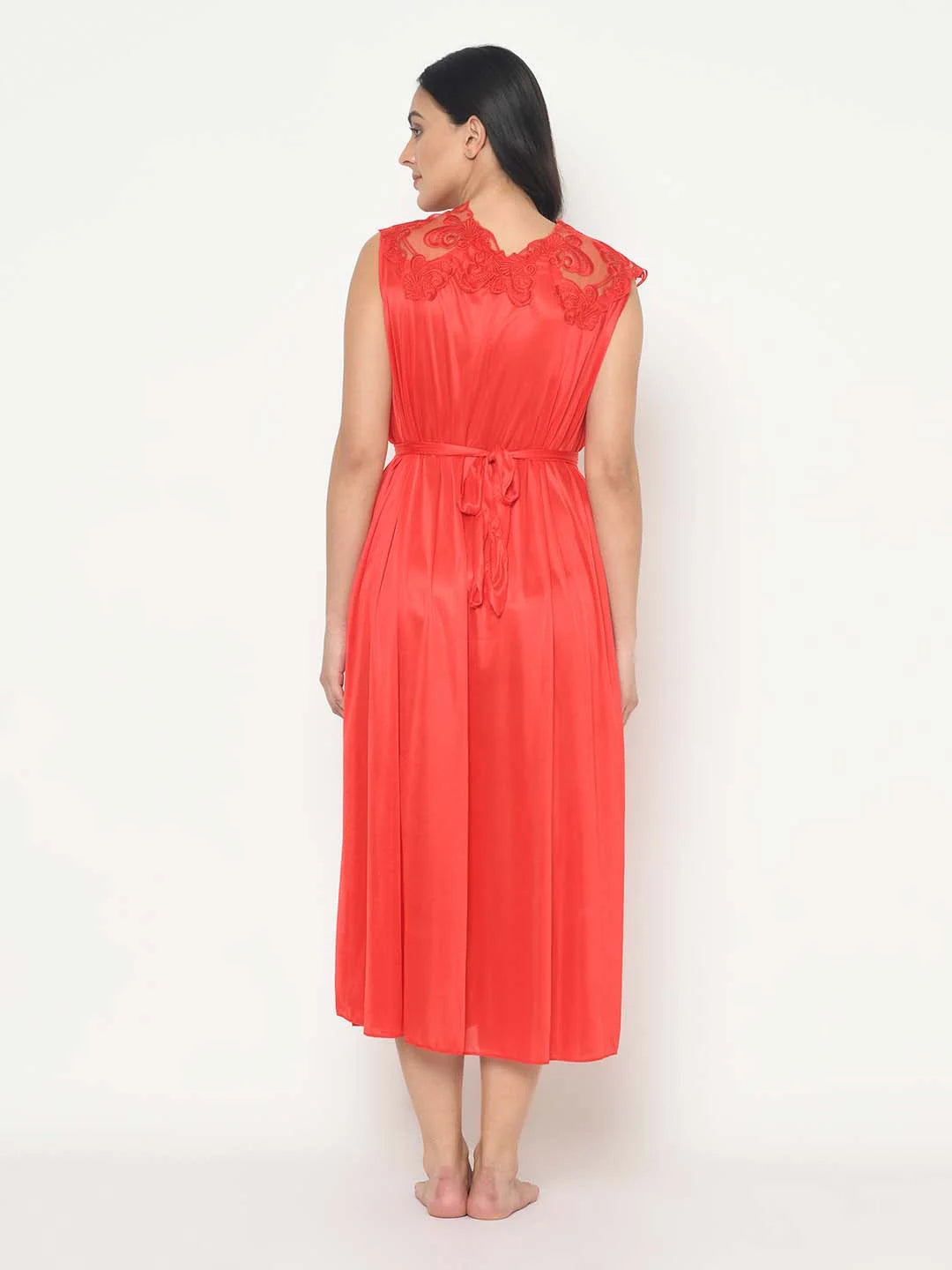 Maxi Satin Dress With Slit - Da Intimo - Lingerie Online Store India