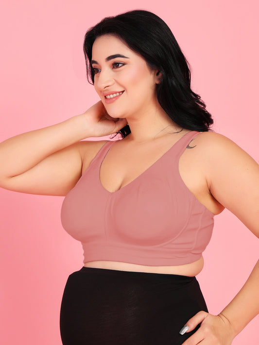 Curvy Love Plus Size Full Coverage Non Padded Peach Bra - Da Intimo