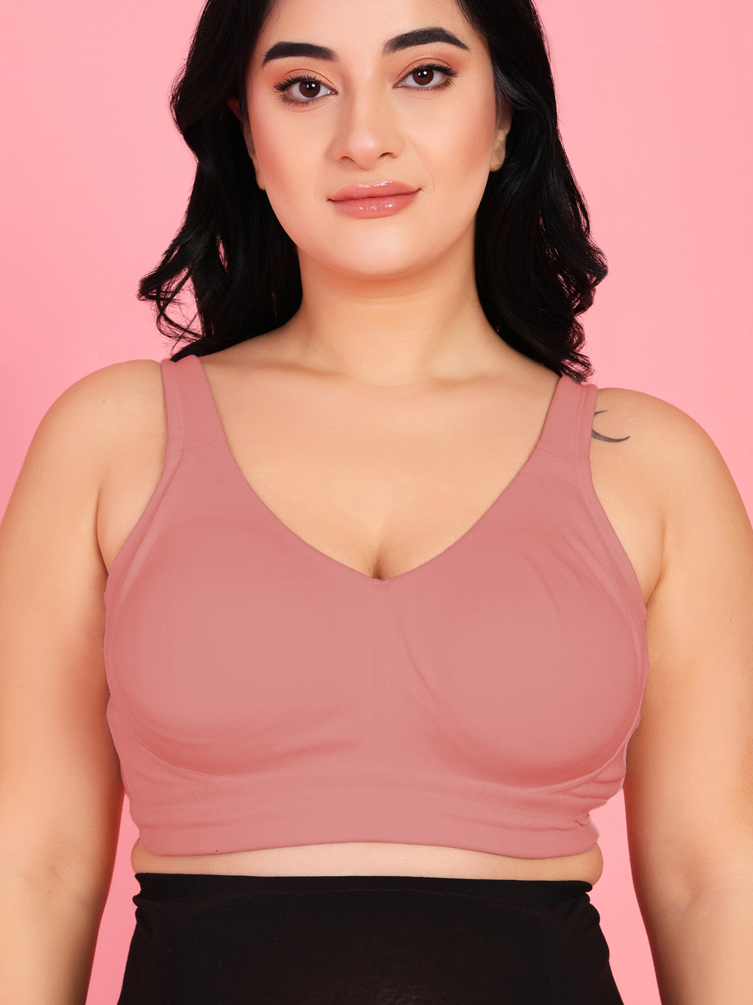Curvy Love Plus Size Full Coverage Non Padded Peach Bra - Da Intimo