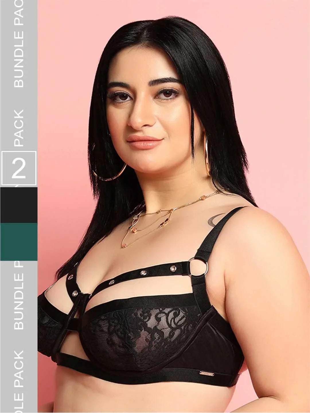 Pack of 2 Rivet Design Underwired Strappy Bra - Da Intimo
