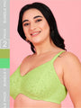 Curvy Love Pack of 2 Plus Size Soft Lace Full Coverage Underwire Green & Parrot Bra - Da Intimo