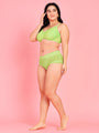 Curvy Love Pack of 2 Plus Size Soft Lace Full Coverage Underwire Green & Parrot Bra - Da Intimo