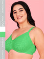 Curvy Love Pack of 2 Plus Size Soft Lace Full Coverage Underwire Green & White Bra - Da Intimo