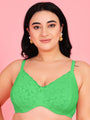 Curvy Love Pack of 2 Plus Size Soft Lace Full Coverage Underwire Green & White Bra - Da Intimo