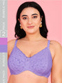 Curvy Love Pack of 2 Plus Size Soft Lace Full Coverage Underwire Mauve & Blue Bra - Da Intimo