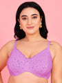 Curvy Love Pack of 2 Plus Size Soft Lace Full Coverage Underwire Mauve & Blue Bra - Da Intimo