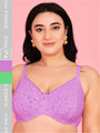 Curvy Love Pack of 2 Plus Size Soft Lace Full Coverage Underwire Mauve & Green Bra - Da Intimo