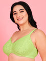 Curvy Love Pack of 2 Plus Size Soft Lace Full Coverage Underwire Parrot & Peach Bra - Da Intimo