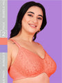 Curvy Love Pack of 2 Plus Size Soft Lace Full Coverage Underwire Peach & Blue Bra - Da Intimo