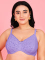 Curvy Love Pack of 2 Plus Size Soft Lace Full Coverage Underwire Peach & Blue Bra - Da Intimo