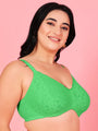 Curvy Love Pack of 2 Plus Size Soft Lace Full Coverage Underwire Peach & Green Bra - Da Intimo