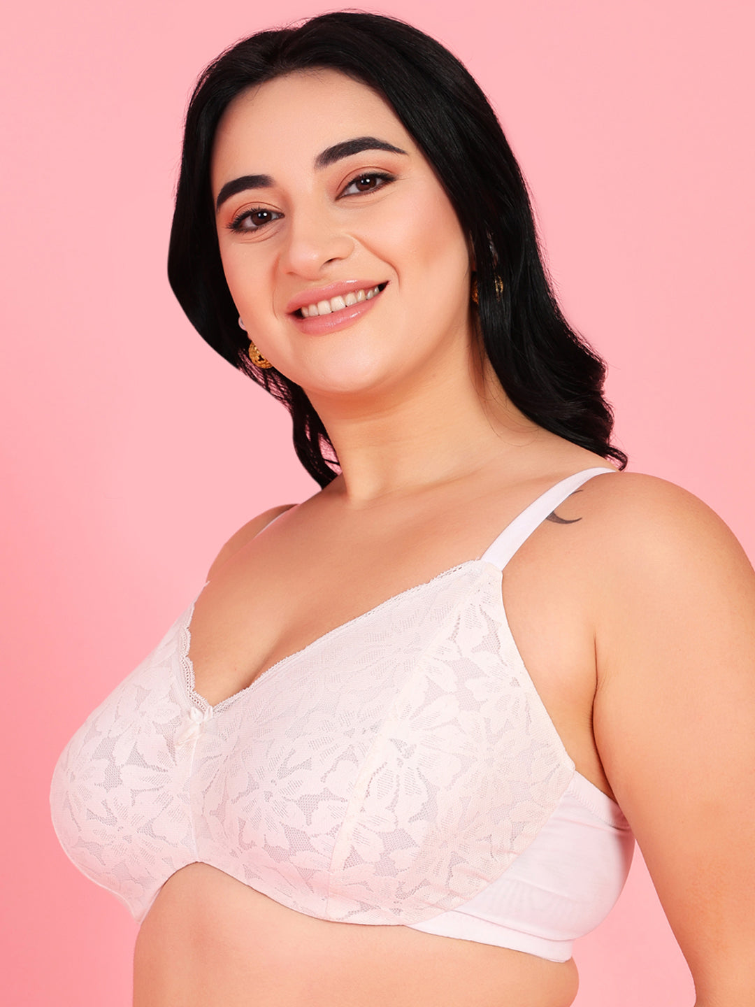 Curvy Love Pack of 2 Plus Size Soft Lace Full Coverage Underwire White & Blue Bra - Da Intimo