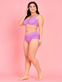 Curvy Love Pack of 2 Plus Size Soft Lace Full Coverage Underwire White & Mauve Bra - Da Intimo