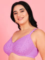 Curvy Love Pack of 2 Plus Size Soft Lace Full Coverage Underwire White & Mauve Bra - Da Intimo
