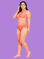 Curvy Love Pack of 2 Plus Size Soft Lace Full Coverage Underwire White & Peach Bra - Da Intimo
