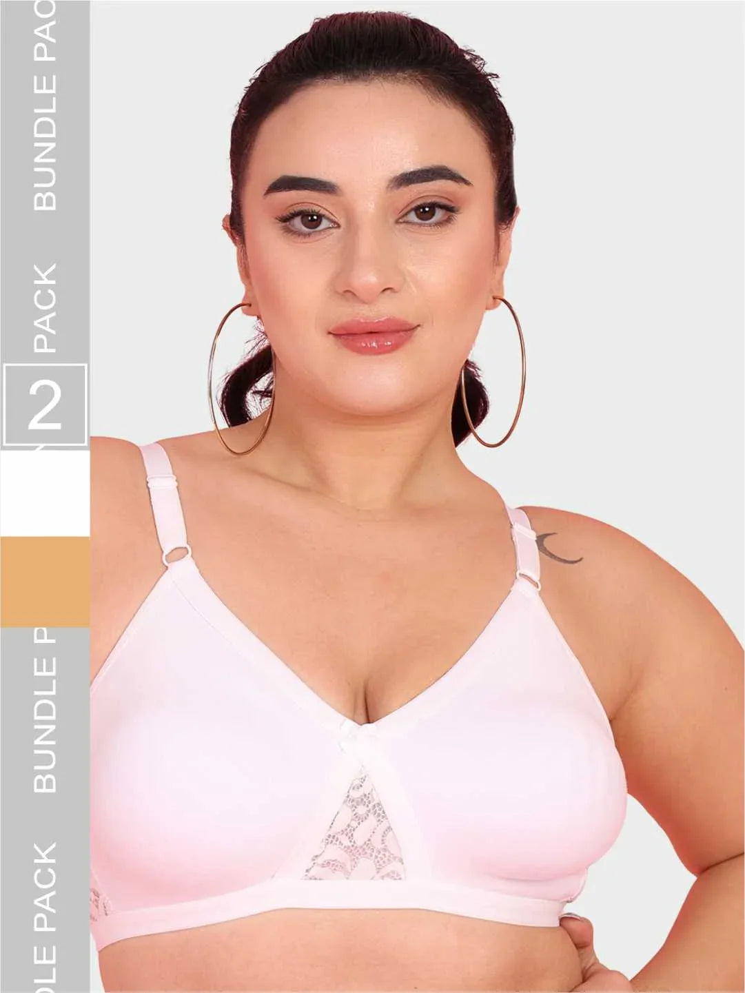 Curvy Love Pack of 2 Plus Size Soft Cotton  Everyday Bra - Da Intimo