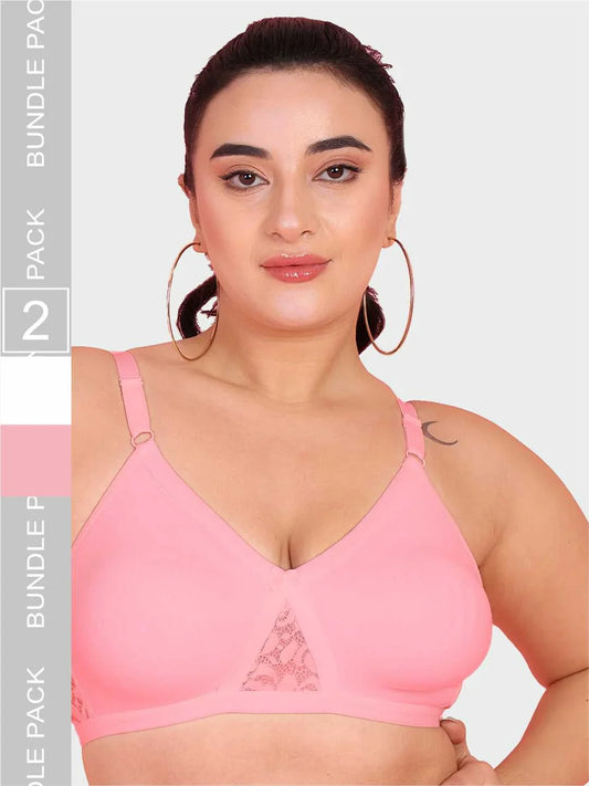 Curvy Love Pack of 2 Plus Size Soft Cotton  Everyday Bra - Da Intimo